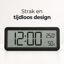 Digitale Wandklok met Thermometer & Hygrometer – Grote LCD Klok – Temperatuur- en Luchtvochtigheidsmeter – Tafelklok & W