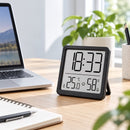 Digitale Thermometer Hygrometer met Klok – Binnen Thermometer – Luchtvochtigheidsmeter – Groot LCD Display – Temperatuur