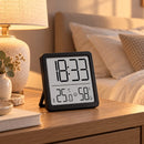 Digitale Thermometer Hygrometer met Klok – Binnen Thermometer – Luchtvochtigheidsmeter – Groot LCD Display – Temperatuur