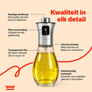 Oliespray 200 ml – Olieverstuiver voor Koken, Airfryer & BBQ – Fijne Verneveling – Glazen Oliespuit – RVS Drukknop – Inc