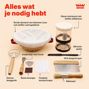 Zuurdesem Starterset – Complete Broodbakset met Rijsmand 23 cm – Glazen Starterpot – Deense Deeggarde – Deegschrapers – 