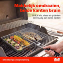 Grillmand BBQ – RVS Barbecue Grillmand met Deksel – 31 x 24,2 cm – Met 2 Uitneembare Verdelers – Afneembaar Handvat – Vo