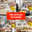 Oliespray 200 ml – Olieverstuiver voor Koken, Airfryer & BBQ – Fijne Verneveling – Glazen Oliespuit – RVS Drukknop – Inc