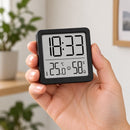 Digitale Thermometer Hygrometer met Klok – Binnen Thermometer – Luchtvochtigheidsmeter – Groot LCD Display – Temperatuur