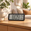 Digitale Wandklok met Thermometer & Hygrometer – Grote LCD Klok – Temperatuur- en Luchtvochtigheidsmeter – Tafelklok & W