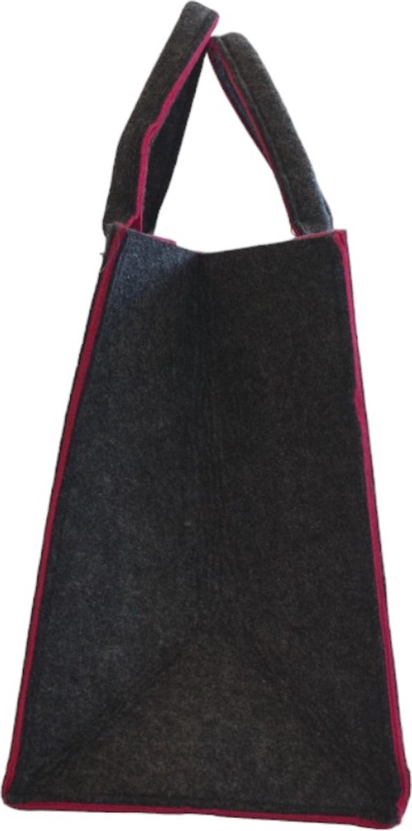 Einkaufstasche Filz - Dunkelgrau / Rosa - 35 x 20 x 28 cm - Filztasche - Stabile Tasche - Goodie Bag - Shopper - Handtasche