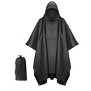 Poncho - Schwarz - Einheitsgröße - Fahrradponcho Fahrrad - Reflektierende Streifen - Damen &amp; Herren - Wasserdicht 