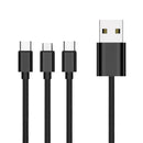 FLOKOO 3-in-1 USB Kabel – 1 meter – Snelladen & Dataoverdracht – USB naar USB-C / Micro-USB / Lightning – Nylon Gevlochten – Zwart