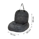 Autostoel Hond Achterbank - Grijs - Fluffy - 70 x 60 x 50 cm - Hondenmand Met Veiligheidsriempje Voor In De Auto - Automand Hond - Hondenstoel voor Grote Honden