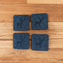 Untersetzer – Schwarz mit Rentier – 4 Stück – Filz – doppelseitig – Tischschutz – Untersetzer für Gläser