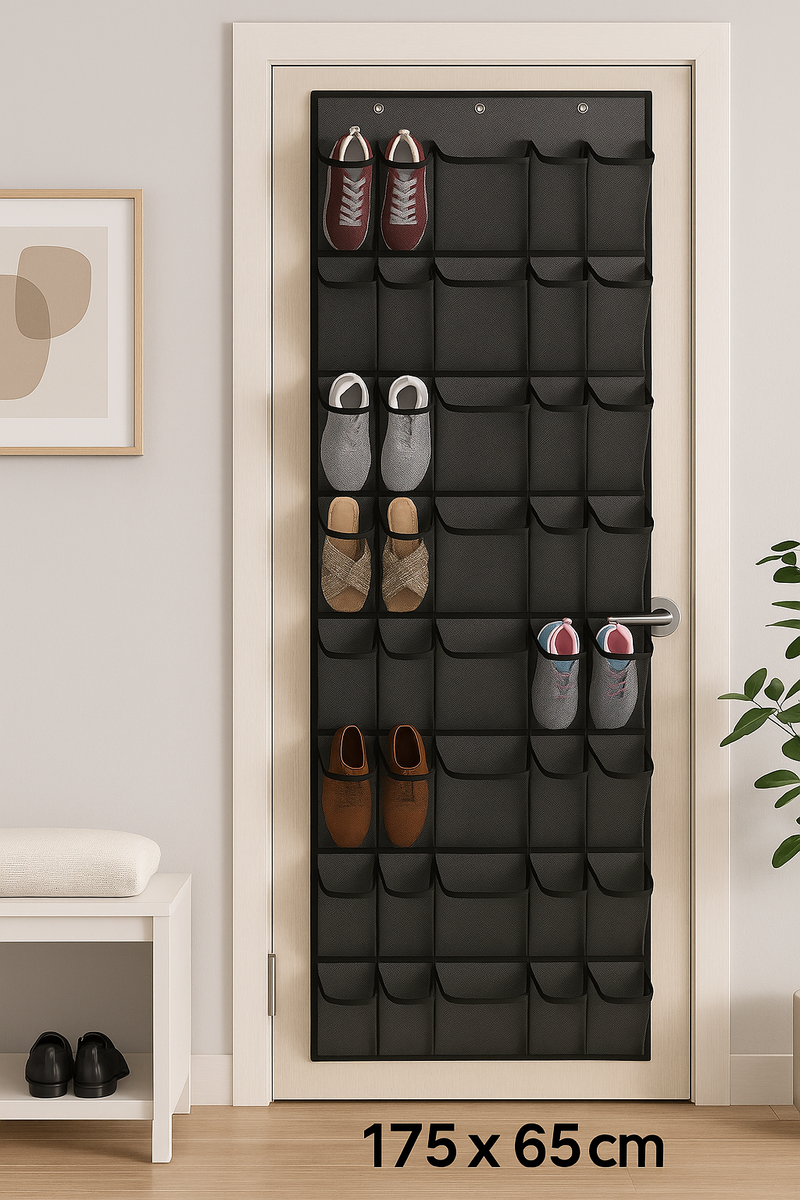 Schoenenkast Hangend - Schoenenzak 30 vakken - Opbergen van Schoenen aan Deur - Schoenenzak Zwart - Oplossing voor rondslingerende schoenen - Hoogwaardige Schoenenkast