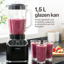 Chefino Blender 1400W – Krachtige Smoothie Blender met Glazen Kan 1,5L – Inclusief 700 ml To-Go Beker – 6-Blads & 4-Blads Mes – IJscrusher – Zelfreinigend – Keukenblender voor Smoothies & Shakes