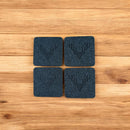 Untersetzer – Schwarz mit Geweih – 4 Stück – Filz – doppelseitig – Tischschutz – Untersetzer für Gläser