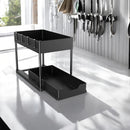 Waschbeckenschrank-Organizer – 2 Schichten – 76 x 34,5 x 22 cm – Küchenschrank-Organizer – Schwarz – ausziehbar