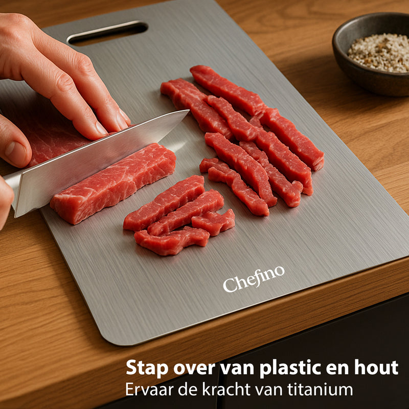 Chefino Titanium Snijplanken Set 3-delig – Antibacterieel Titanium Snijplank – Krasvast, Microplasticvrij & Vaatwasserbestendig – Duurzame Snijplanken voor Groente, Vlees & Vis