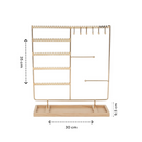 Sieradenhouder - 35 x 30 x 9,5 cm - Goudkleurig - Oorbellenrekje - Display - Hout en Metaal - Oorbellenhouder