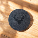 Untersetzer rund – Schwarz mit Geweih – 4 Stück – Filz – doppelseitig – Tischschutz – Untersetzer für Gläser