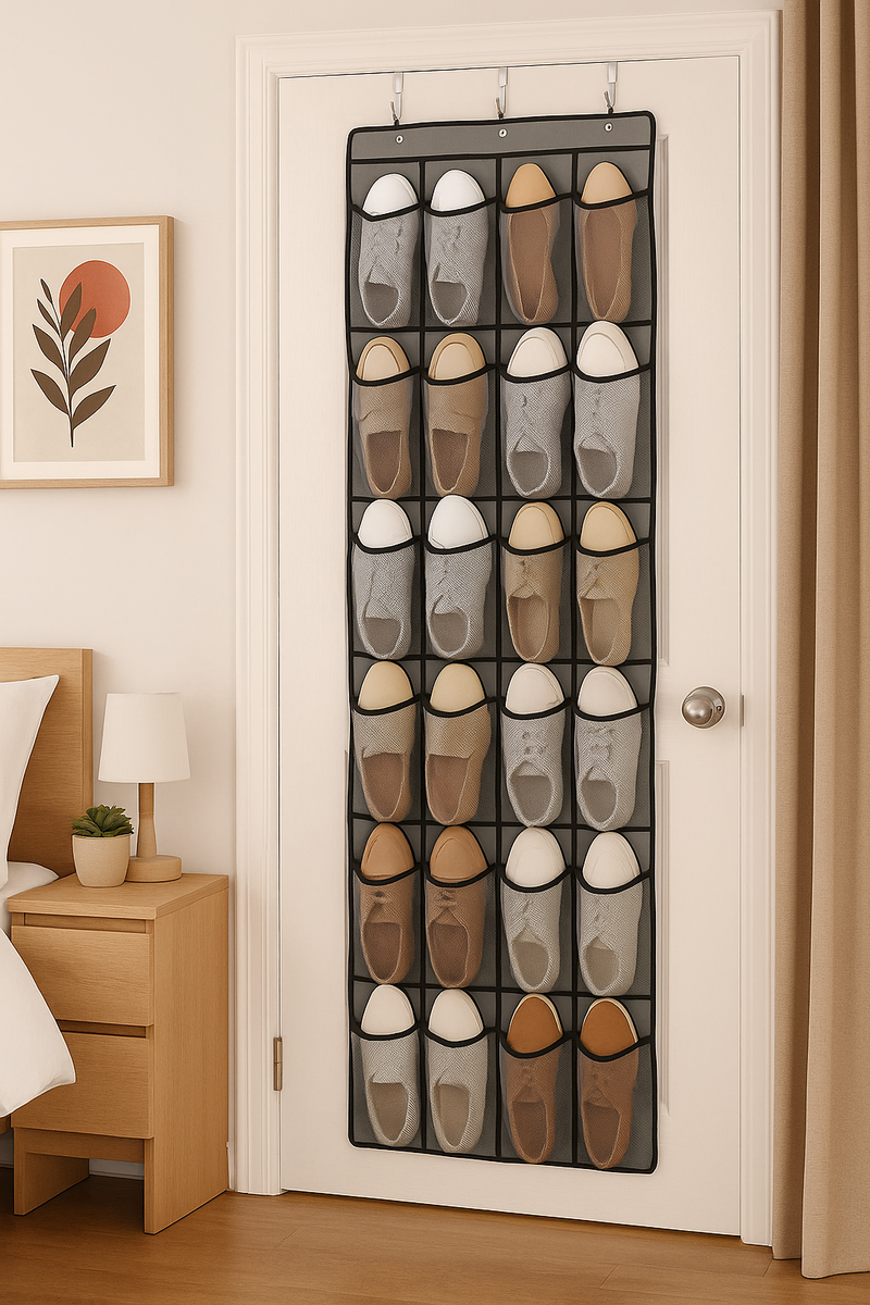 Schoenenkast Hangend - Schoenenzak 35 vakken - Opbergen van Schoenen aan Deur - Schoenenzak Grijs - Oplossing voor rondslingerende schoenen - Hoogwaardige Schoenenkast