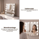 Hollywood Spiegel met Verlichting – Make-up Spiegel met LED Lampen – Dimmbaar & Touchbediening – Tafelmodel & Wandmontage – Kaptafel Spiegel met Verlichting – 58 x 48 cm – Wit