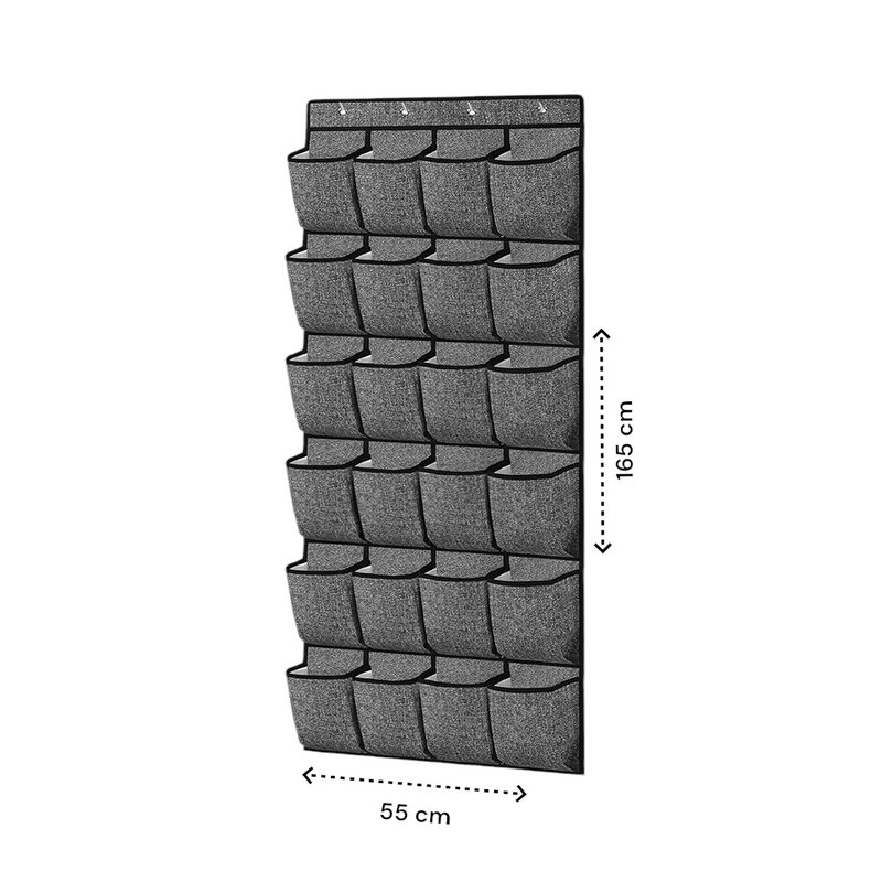 Schoenenkast Hangend - Schoenenzak 24 vakken - Opbergen van Schoenen aan Deur - Schoenenzak Grijs - Oplossing voor rondslingerende schoenen - Hoogwaardige Schoenenkast