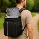 Rugzak Koeltas 30L – Waterdichte Koelrugzak met Isolatie – Ideaal voor Strand, Picknick & Outdoor – Lichtgewicht en Comfortabel – Zwart met Oranje Streep