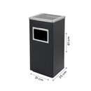 Aschenbecher für den Außenbereich – Schwarz mit Edelstahl – 31 cm x 25 cm x 61 cm – Bodenaschenbecher – Außenaschenbecher groß – Raucherstange – Aschenbecher – Standaschenbecher mit Edelstahl-Abfallbehälter