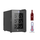Wijnkoelkast - Wijnklimaatkast voor 6 Flessen - Zwart - Instelbare Temperatuur van 5°C tot 18°C - Energielabel E