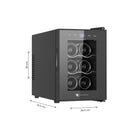 Wijnkoelkast - Wijnklimaatkast voor 6 Flessen - Zwart - Instelbare Temperatuur van 5°C tot 18°C - Energielabel E