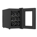 Wijnkoelkast - Wijnklimaatkast voor 6 Flessen - Zwart - Instelbare Temperatuur van 5°C tot 18°C - Energielabel E