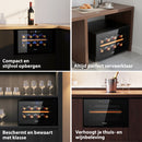 Wijnkoelkast - Wijn Klimaatkast voor 8 Flessen - Zwart - Instelbare Temperatuur van 5°C tot 18°C - Wijnkoelkast Liggend - Liggende Wijnkoeler