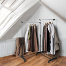 Verstelbaar Kledingrek met Hoek – Ruimtebesparend Design, Mobiel met Wieltjes, Duurzaam en Multifunctioneel – Ideaal voor Kleine Ruimtes en Garderobes