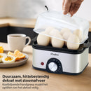 Chefino Eierkoker – Elektrisch – 8 Eieren – RVS – BPA-vrij – Timer & Automatische Uitschakeling – Inclusief Maatbeker met Eierprikker & Pochéerschaal – Anti-oververhitting – Zilver/Zwart