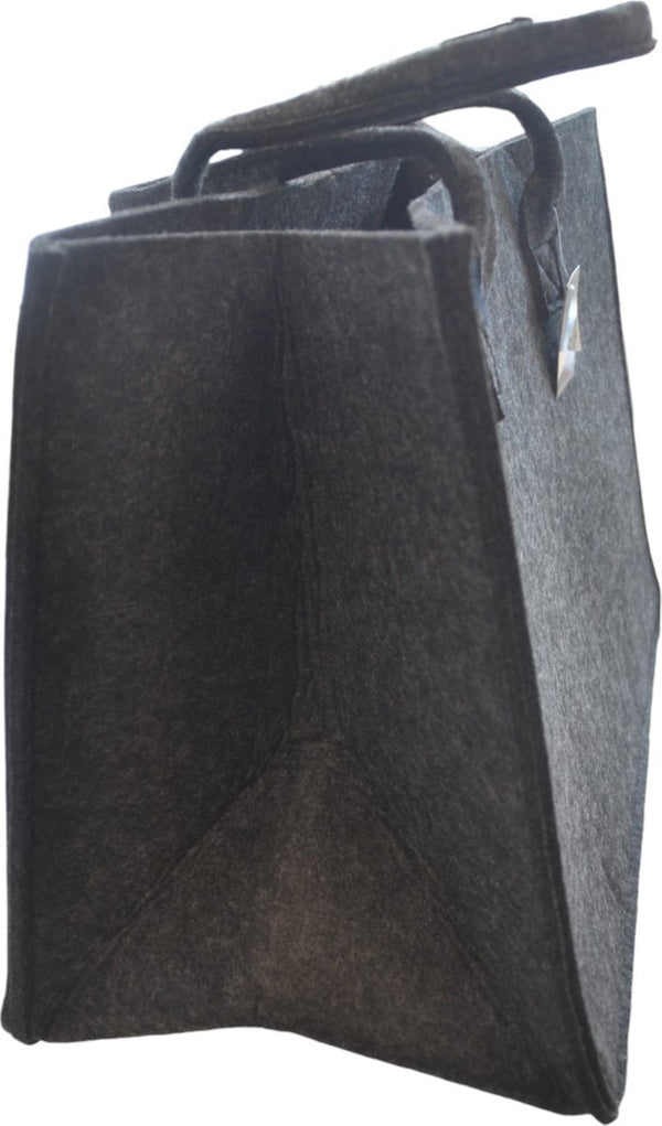 Aufbewahrungskorb für Brennholz – Dunkelgrau – 50 x 34 x 27 cm – Einkaufstasche aus Filz – Aufbewahrungstasche für Brennholz – großer Shopper – extra verstärkte Griffe
