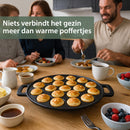 Chefino Poffertjespan Gietijzer 24 cm – 19 Poffertjes Tegelijk – Geschikt voor Gas, Inductie, Keramisch en Oven – BPA-vrij, Anti-aanbaklaag