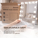 Hollywood Spiegel met Verlichting – Make-up Spiegel met LED Lampen – Dimmbaar & Touchbediening – Tafelmodel & Wandmontage – Kaptafel Spiegel met Verlichting – 58 x 48 cm – Wit