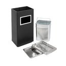 Aschenbecher für den Außenbereich – Schwarz mit Edelstahl – 31 cm x 25 cm x 61 cm – Bodenaschenbecher – Außenaschenbecher groß – Raucherstange – Aschenbecher – Standaschenbecher mit Edelstahl-Abfallbehälter