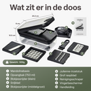 Chefino Trito - Groentesnijder Set met Opvangbak 750 ml – Mandoline Snijder – Groente Hakker – Uiensnijder – Blokjessnijder – Julienne Snijder – Groente Rasp – Keuken Mandoline met 5 RVS Messen