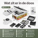 Chefino Squalo - Groentesnijder Set met Opvangbak – Mandoline Snijder – 8 RVS Messen – Uiensnijder & Blokjessnijder – Groentehakker – Keuken Snijapparaat – Inclusief Rasp en Julienne