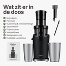 Chefino Slowjuicer – Koude Pers Sapcentrifuge – Extra Brede Vultrechter 9 cm – Stille High-Torque Motor – Dubbel Filtersysteem – Hoog Saprendement – Makkelijk te Reinigen