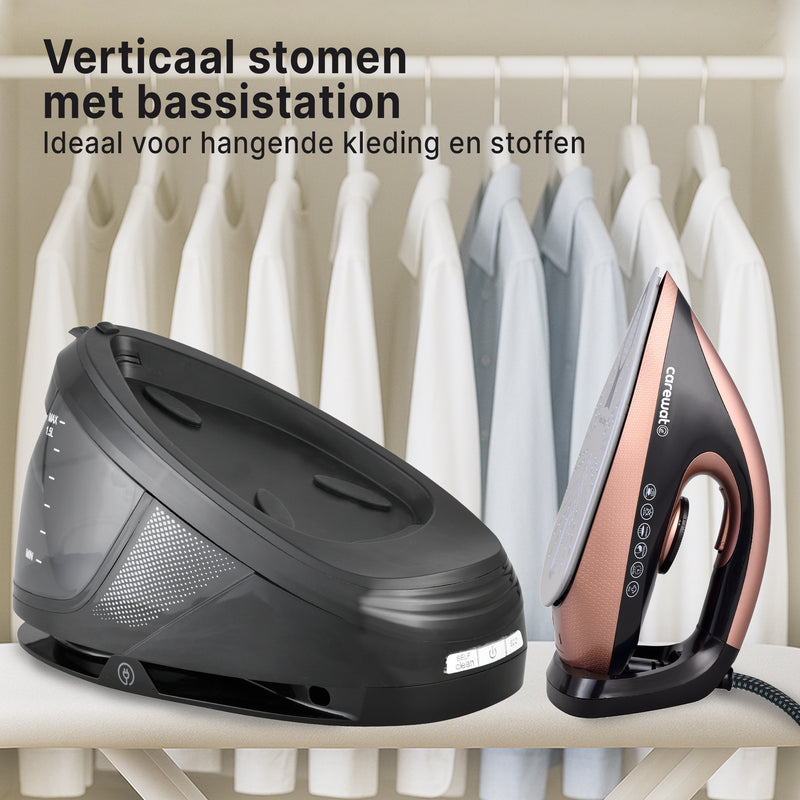Carewat Stoomstrijkijzer met Stoomgenerator - Goud - 2200W - 1.5L Uitneembare Watertank - 100 g/min Stoomproductie - Keramische Zoolplaat - 3.0 Bar Stoomdruk - Anti-Oververhitting - Geschikt voor alle stoffen