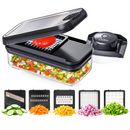 Chefino Trito - Groentesnijder Set met Opvangbak 750 ml – Mandoline Snijder – Groente Hakker – Uiensnijder – Blokjessnijder – Julienne Snijder – Groente Rasp – Keuken Mandoline met 5 RVS Messen