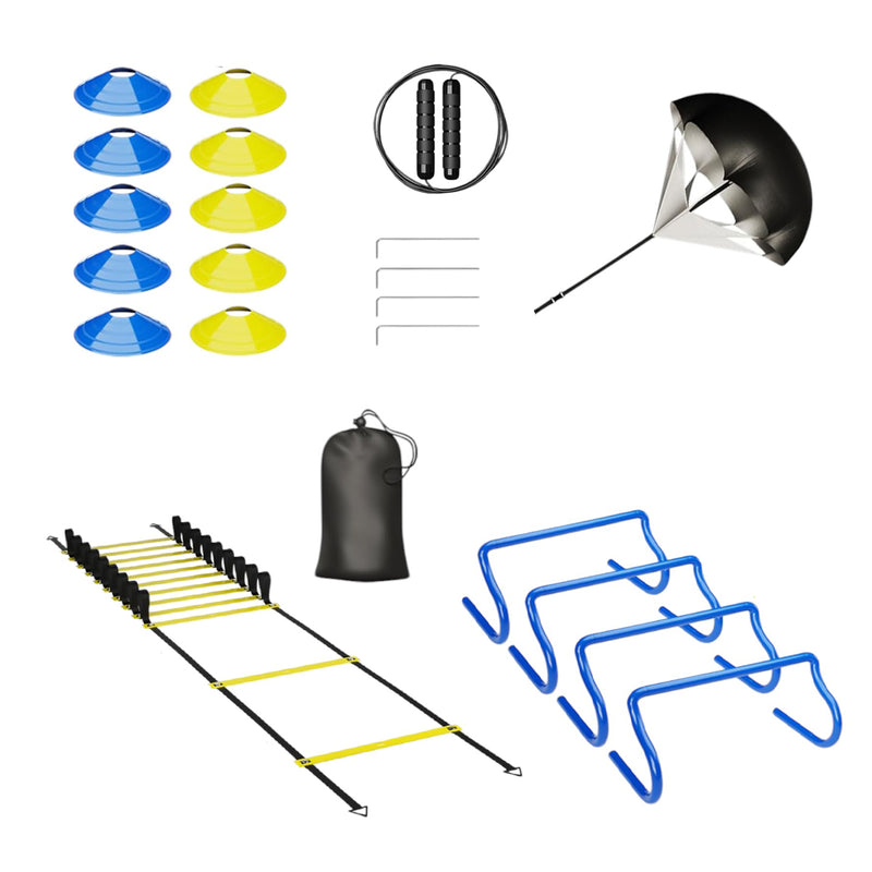 Uennm Rhythm scale for football training, rhythm scale for training, speed training, 1 parachute, 1 coordination ladder, 5 adjustable hedges, 24 disc cones Uennm Rhythm scale for football training, rhythm scale for training, speed training, 1 parachute, 1 coordination ladder, 5 adjustable hedges, 24 disc cones