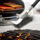 Grillbürste mit Schaber – Grillzubehör – Grill-Reinigungsbürste für alle Marken geeignet – 2 in 1 – Grill-Drahtbürste – Edelstahl – Silber