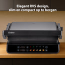 Chefino Forza Digitale Contactgrill - XL - 2000W - PFAS-vrij, uitneembare platen & 5 kookstanden - Groot Formaat - Tosti ijzer - Panini maken - Grill Apparaat - 180 graden uitklapbaar - Tosti Apparaat