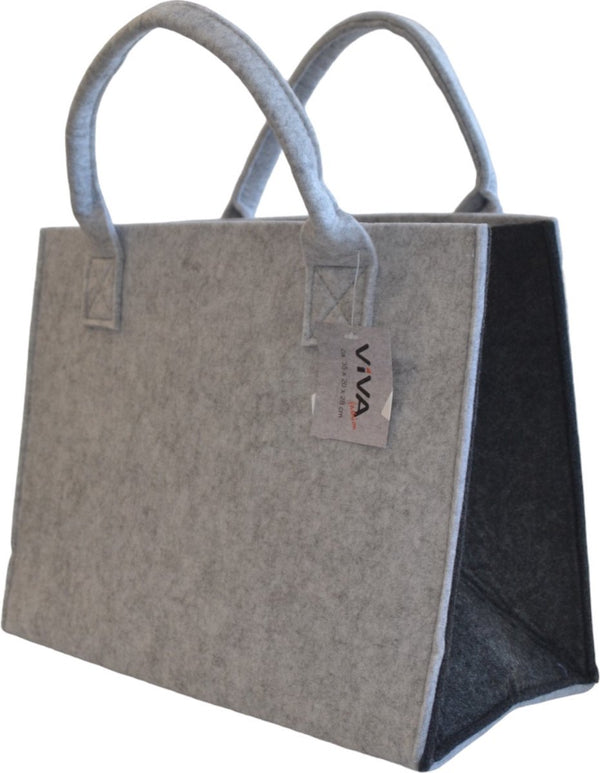 Einkaufstasche Filz - Grau / Schwarz - 35 x 20 x 28 cm - Filztasche - Stabile Tasche - Goodie Bag - Shopper - Handtasche