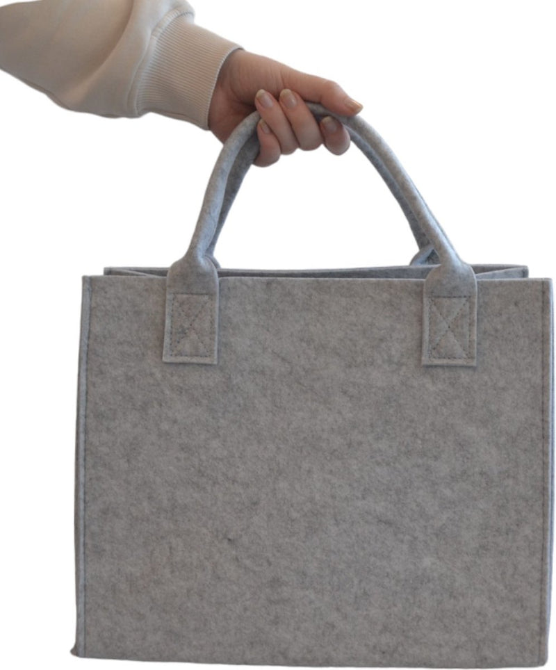 Einkaufstasche Filz - Grau - 35 x 20 x 28 cm - Filztasche - Stabile Tasche - Goodie Bag - Shopper - Handtasche