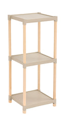 FixWood Houten Modulaire Opbergrek – Massief Hout & Kunststof – Badkamerrek, Keukenrek of Plantenrek – 72 cm Hoog – Beige/Naturel