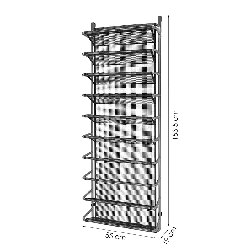 Schuhschrank zum Aufhängen - Schuhbeutel 24 Fächer - Aufbewahrung von Schuhen an der Tür - Grau