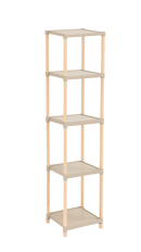 FixWood Houten Modulaire Opbergrek – Massief Hout & Kunststof – Badkamerrek, Keukenrek of Plantenrek – 127 cm Hoog – Beige/Naturel