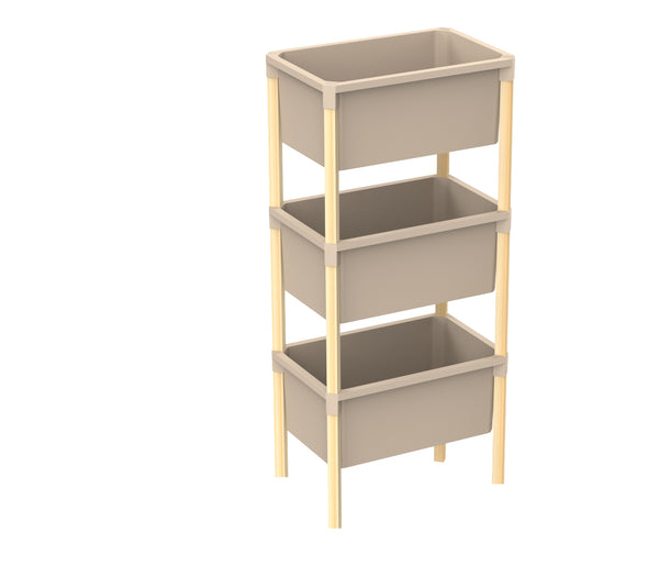 FixWood Houten 3-Laags Opbergrek – 95x30x30 cm – Multifunctioneel Rek voor Keuken, Badkamer & Speelkamer – Massief Hout & Stevig Kunststof – Eenvoudig te Monteren